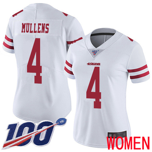 San Francisco 49ers Limited White Women Nick Mullens Road NFL Jersey #4 100th Season Vapor Untouchable